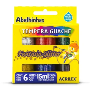 Est 6 Temperas de Color Glitter 15ml Acrilex