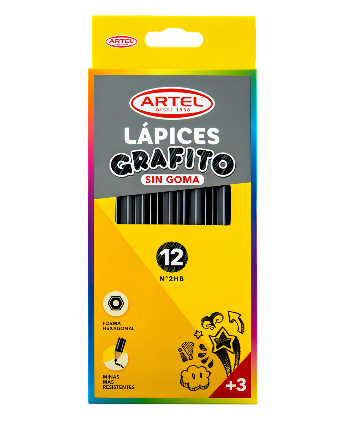 Lápices Grafito Sin Goma Artel 2HB