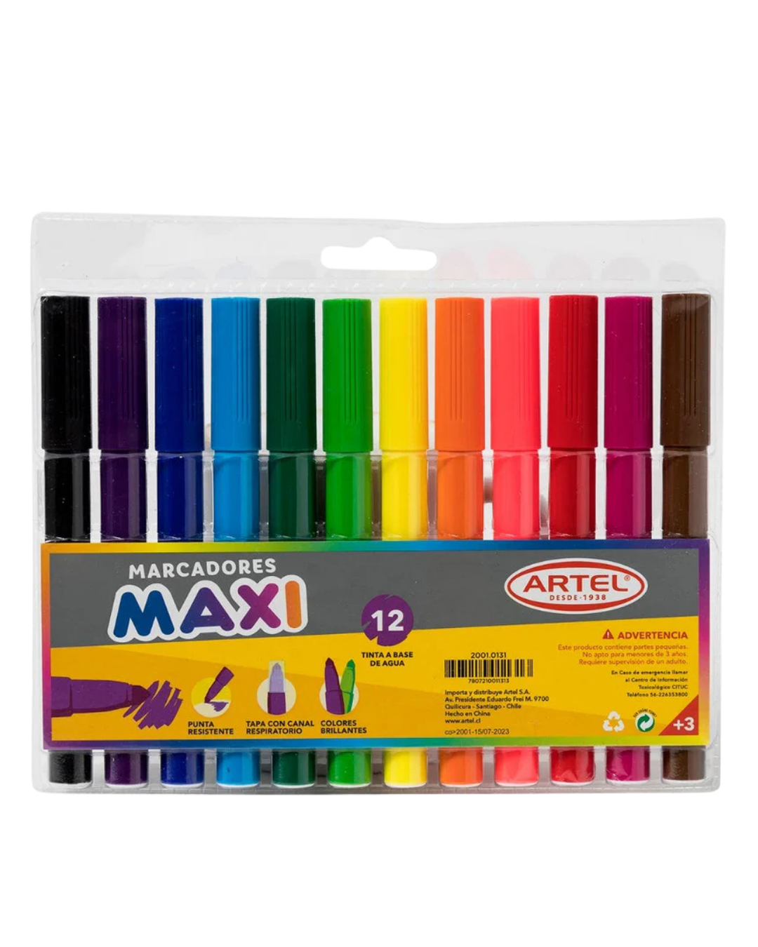 Marcadores Maxi Artel 12 colores